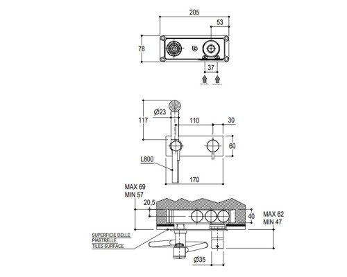 Ritmonio Toilet accessories Гигиенический душ, со смесителем, внешняя часть, цвет: Brushed Black Chrome. 7ANB101BLX