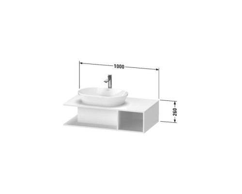 Duravit D-Neo Тумбочка подвесная компакт 100x55х26 см., раковина, 1 открытое отделение на правой стороне, цвет: Black Oak. 2328400000,  DE492901616
