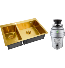 Комплект Мойка кухонная Zorg Inox PVD SZR-78-2-51 R bronze + Измельчитель Inox D ZR-56 D