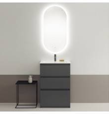 Burgbad Lin20 Комплект мебели 63х41.5х91.2см, напольный, с раковиной, с зеркалом LAVO 2.0, с 3 ящиками, цвет: Grey dark matt. SIJH050,  SGHE063F5381C0001*1