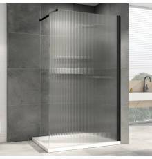 Душевая перегородка Abber Immer Offen AG61091R8 90 см, профиль черный, стекло рифленое