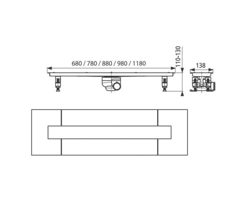 SANIT Дренажный канал с крышкой  под облицовку плиткой 850x70 мм для установки на дренажный канал. 03.532.00..0000,  03.585.00..0000