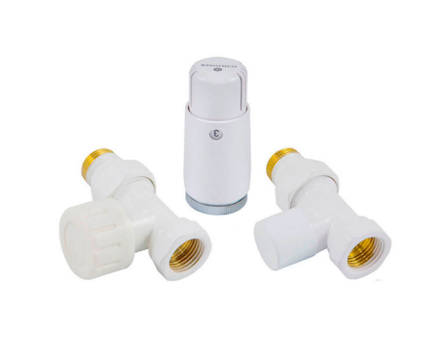 Комплект Schlosser DN15 GZ1/2 x GW1/2 проходной с головкой Мини M30x1,5, Белый 602200057