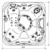 Jacuzzi J355 Минибассейн 214х214х94см, отдельностоящий, каскад, посветка, нагреватель, массажный подголовник, панель Brushed gray, цвет акрила: Platinum. ZC12ZU0EW40