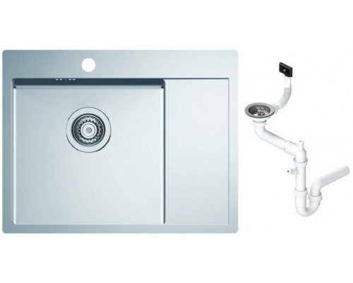 Alv 1124383 Quarto 20 Мойка F/S, 1 чаша, 1 мм, BRS, 3½ 615x480х190 мм+сифон 1130551, 450 мм 1124383