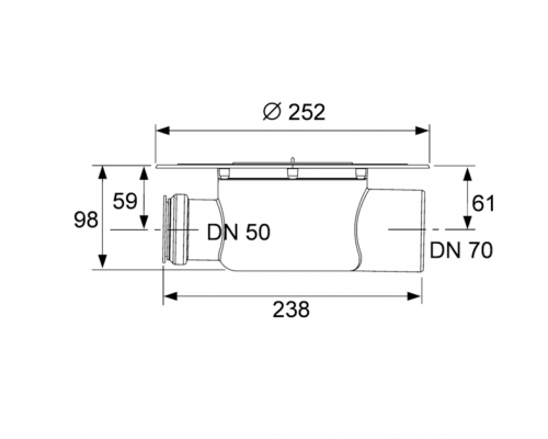 TECEdrainpoint S Сифон горизонтальный DN70. 3603500