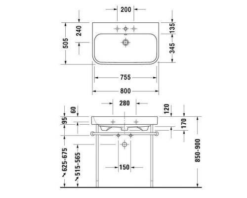 Duravit Happy D.2 Раковина накладная, 80х50.5см., без отв., с переливом, цвет: белый. 2318800060