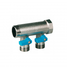 Коллектор 3/4с синими шаровыми кранами, 3/4 НР под евроконус, 3/4- 4xEK14,16,18,20, HENCO VB050504-BLAUW