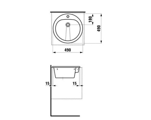Laufen Fiora Раковина 49см., встраиваемая сверху, 1 отв., цвет: белый Laufen Fiora Раковина 49см., встраиваемая сверху, 1 отв., цвет: белый