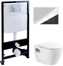 Комплект Унитаз подвесной BelBagno Loto BB070CHR/SC безободковый + Инсталляция EWRIKA ProLT 0026-2020 + Кнопка 0041 хром