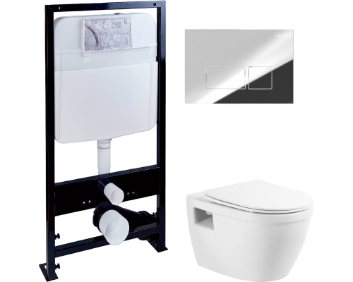 Комплект Унитаз подвесной BelBagno Loto BB070CHR/SC безободковый + Инсталляция EWRIKA ProLT 0026-2020 + Кнопка 0041 хром