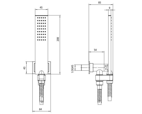 Bossini Flat One Душевой гарнитур, с держателем и ручным душем, цвет: хром. C13001.030