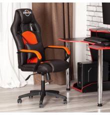 Игровое кресло TetChair Driver экокожа черная 36-6, ткань оранжевая TW-07