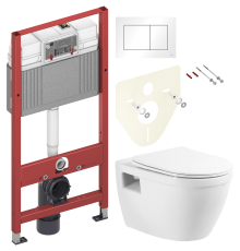 Комплект Унитаз подвесной BelBagno Loto BB070CHR/SC безободковый + Инсталляция TECE Base 9400413 4 в 1 с кнопкой смыва
