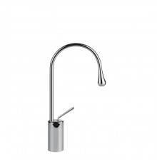 Gessi Goccia Смеситель для раковины на 1 отверстие, высокий, излив 174мм R=90, с фиксированным носиком, цвет: хром. 33805#031