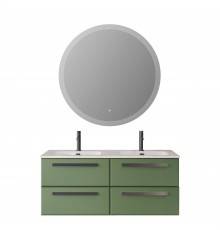 Мебель для ванной комнаты Cezares Eco Cer-N 120, 4 ящика, фисташковый софт, раковина Eco 120, двойная, ручки матовые черные