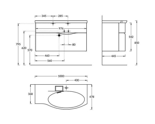 Kerama Marazzi Riva Тумба подвесная 100см, правая, с раковиной, цвет: белый матовый. RV.wb.100Rh,  RV.100Rh\WHT.M