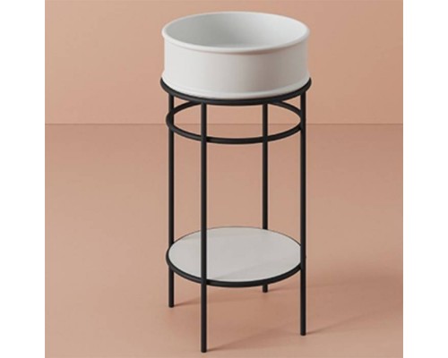 Artceram VOGUE Металическая структура Oslash;44хh72,5см с раковиной Atelier без отв. под смеситель, напольная, цвет: черный матовый/белый матовый. ACA058 17,  ATL001 01 00