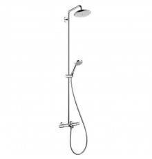 Hansgrohe Croma Душевая система Showerpipe: верхний душ 220 1jet, ручной душ, термостат для ванны, штанга для душа, держатель, излив 186мм, цвет: хром. 27223000