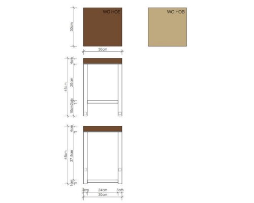 Decor Walther Wood HO Табурет 30x30x44см, напольный, цвет: сталь полированная / светлый бук. 0926786