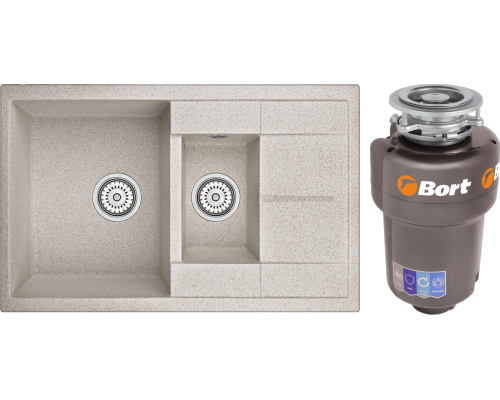 Комплект Мойка Granula 7802, пирит + Измельчитель Bort Titan Max Power