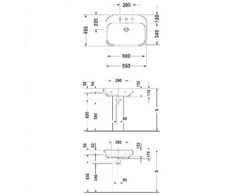 DURAVIT Happy D.2 Раковина 65х50 см, 1 отв., со слив-переливом, цвет: белый. 2316650000