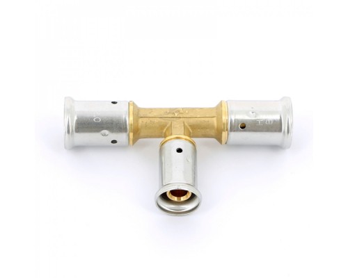 Тройник переходный уменьшенный в центре, латунь пресс, 20x16x20, HENCO 10P-201620