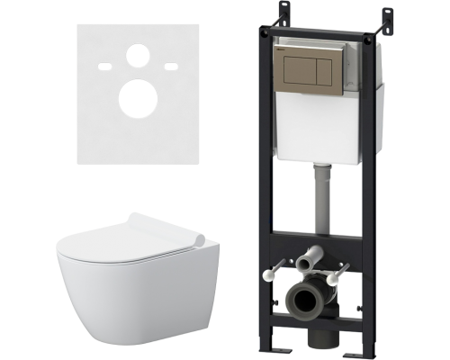 Комплект Damixa Apollo DX22.IS10151.1700 с безободковым унитазом, кнопка смыва хром глянцевая