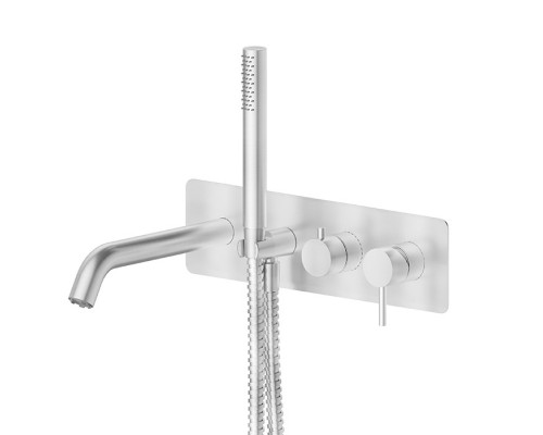 Newform X-STEEL 316 Смеситель для ванны, встраиваемый, с ручным душем, излив 23.1см, цвет: Stainless steel. 69680EX.50.050