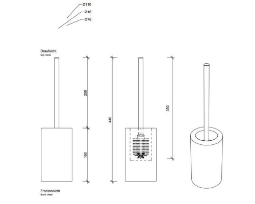 Decor Walther DW 6100 Туалетный ершик h46 D11см, напольный, фарфор, цвет: белый / золотой. 0826052