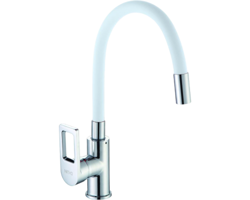 Смеситель для кухни D-lin D155308-3 с гибким изливом, хром, белый