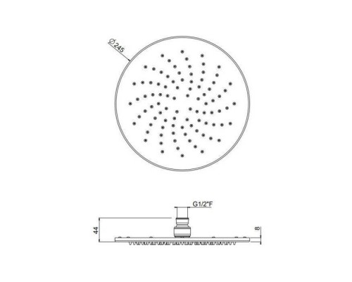 Carimali OttoMillimetri Верхний душ Oslash;25см., потолочный, инспектируемый, ультратонкий, цвет: хром. 8MM0002CRX