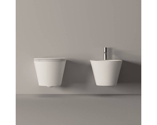 Alice Hide Round Унитаз 57х37см., подвесной, безободковый, без сиденья и крышки, цвет: белый матовый. 31170109,  FIX10