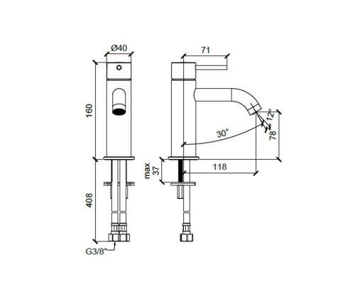 Almar Washbasin Смеситель для раковины, на 1 отв., цвет: оружейный металл брашированный PVD. E214000.GM