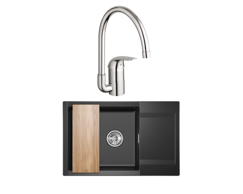 Комплект Мойка Granula Estetica 7807, шварц + Смеситель Grohe Euroeco 32752000