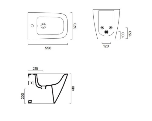 Catalano Green Биде напольное 55х37см, с 1 отв. под смеситель, цвет: белый глянцевый. 0419551001,  9056080000