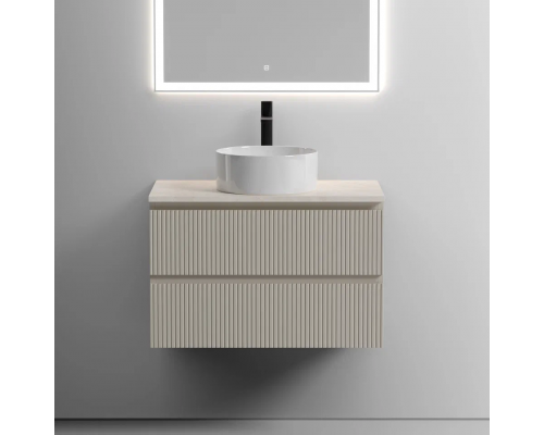 Тумба под раковину Sancos Snob T 80 со столешницей, beige soft, бежевая, с отв. под смеситель
