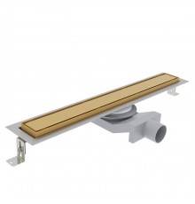 Plumberia Selection Трап душевой PS IN-TILE 6x80 2устор. накладка из нерж.стали, комбинир.затвор с горизонт. Выпуском Ду 50мм,40л/мин, цвет: золото брашированная. PST80OB