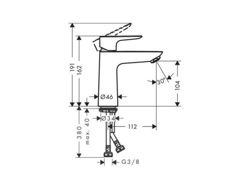 Hansgrohe Talis E Смеситель для раковины 110, на 1 отв, без донного клапана, излив 112мм, h104мм, цвет: полированное золото. 71712990 Hansgrohe Talis E Смеситель для раковины 110, на 1 отв, без донного клапана, излив 112мм, h104мм, цвет: полированное золото. 71712990