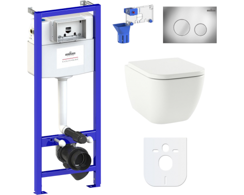 Комплект Lavinia Boho Унитаз подвесной One Compacto 3302102C + Крышка-сиденье One 33290200 с микролифтом + Инсталляция RelFix 38010010 + Кнопка RelFix 3805002C хром + Дозатор RelFix 38040010