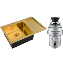 Комплект Мойка кухонная Zorg Inox Pvd SZR-7851-L Bronze + Измельчитель Inox D ZR-38 D