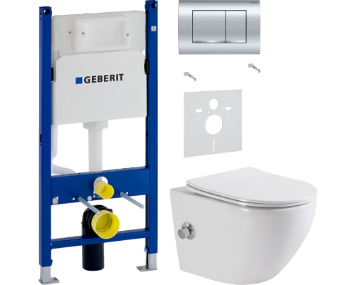 Комплект Унитаз подвесной BelBagno Uno BB3105CHR-BS/SC с микролифтом, со смесителем и функцией биде + Шумоизоляция Geberit + Инсталляция Duofix Delta 458.163.21.1 с кнопкой смыва, хром Комплект Унитаз подвесной BelBagno Uno BB3105CHR-BS/SC с микролифтом, со смесителем и функцией биде + Шумоизоляция Geberit + Инсталляция Duofix Delta 458.163.21.1 с кнопкой смыва, хром