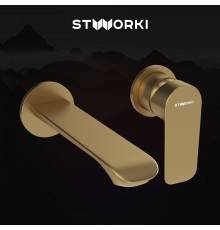 Смеситель для раковины STWORKI Копенгаген S42040GM, С ВНУТРЕННЕЙ ЧАСТЬЮ, матовое золото
