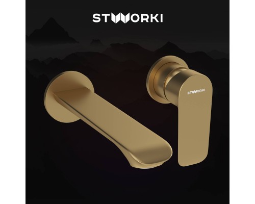 Смеситель для раковины STWORKI Копенгаген S42040GM, С ВНУТРЕННЕЙ ЧАСТЬЮ, матовое золото