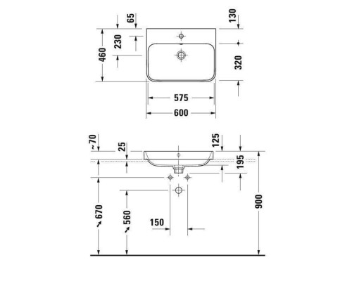 Duravit Happy D.2 Plus Раковина 60х46 см, 1 отв., с переливом, цвет: Anthracite matt. 2360601300