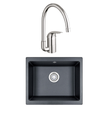 Комплект Мойка Granula 5551, шварц + Смеситель Grohe Euroeco
