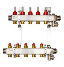 Комплект коллекторов Danfoss SSM-5F с расходомерами и кронштейнами, 5 контуров. 088U0955