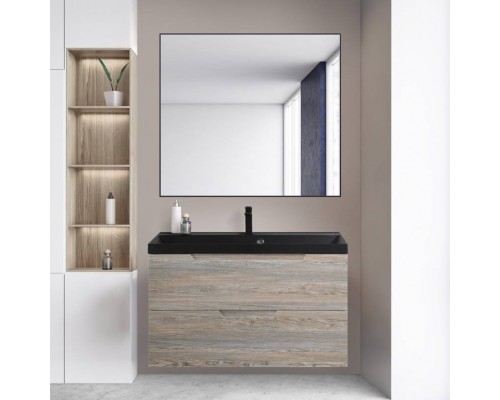 Мебель для ванной комнаты BelBagno Vittoria 100 подвесная, pino, черная матовая раковина