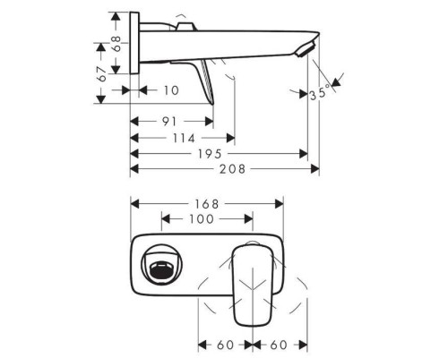 Hansgrohe Logis Смеситель для раковины, настенный, цвет: черный матовый. 71220670