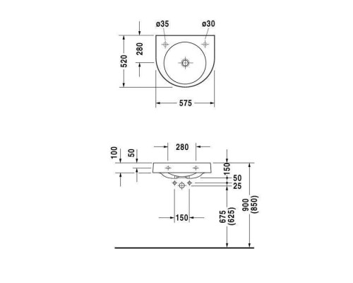 Duravit Architec Раковина 57.5x52 см, без отв., без перелива, цвет: белый. 0449580000
